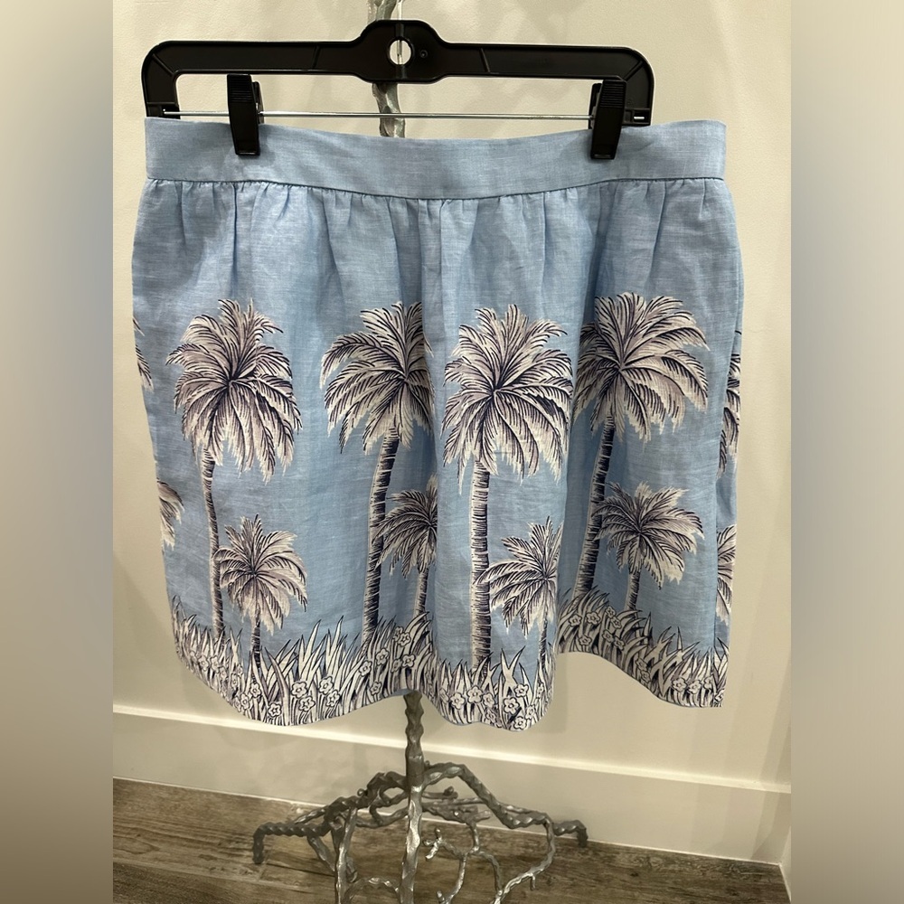 J. Crew Linen Skirt, Palm Tree Pattern, Size 10 - Picture 2 of 11